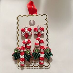 Simply Southern Lightweight Beaded Candy Cane Christmas Holiday Earrings (NWT)